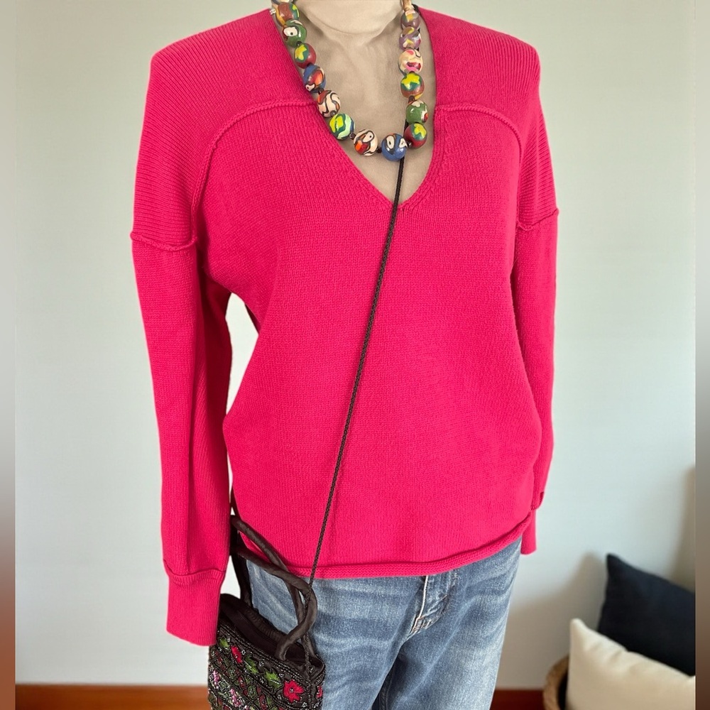 Cabi Pink V-Neck Pullover Sweater